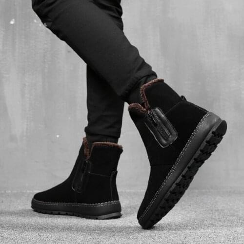 Mens high leather shoes casual leather cashmere snow boots leather boots comfortable fashion falt Deportivas Hombre Casua