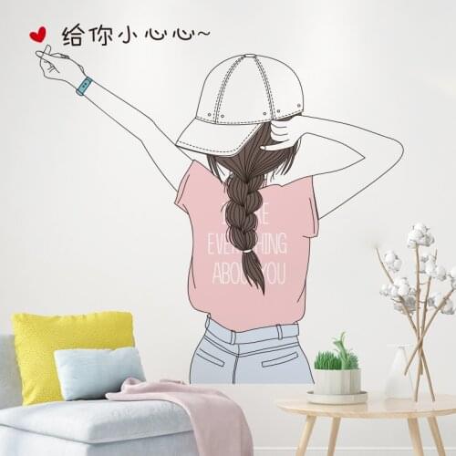 [shijuekongjian] Cartoon Girl Wall Stickers DIY Cartoon Kids Rooms Mural Decor Decals for Baby Bedroom Nursery House Decoration