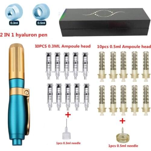 NEW 2 IN 1High Pressure Hyaluronic Acid Pen High density metal For Anti Wrinkle Lip injection hyaluron gun atomizer hyaluron pen