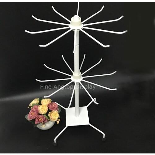 2 Tiers Hook 20 pairs Necklace Organizer Holder Stand Jewelry Product Package Stand Rotating Display Rack Towers