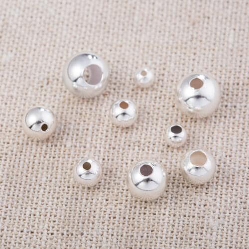 2-10MM Genuine 925 Sterling Silver Round Ball Beads Spacer for Fashion DIY Jewelry Making Findings