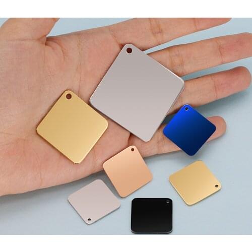 20pcs/lot 304 Stainless Steel Accessory Jewelry 1.5mm Thickness Rectangular Pendant 3 size and Multicolor for Engraved Making