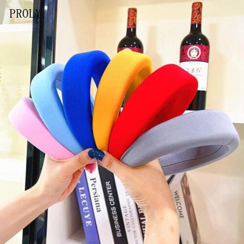 PROLY New Fashion Women Headband Solid Color Thickened Sponge Hairband Highly Elastic Headwear Hair Accessories Wholesale