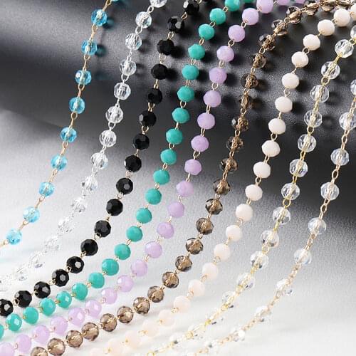 1meter 4mm Colorful Beads Beaded Chain Glass Crystal Beads Necklace Chain Accessories for Jewelry Making Components Crafts DIY
