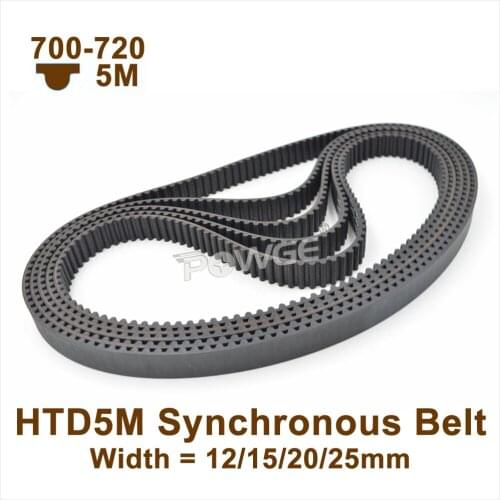 POWGE 700 710 715 720 5M Synchronous Belt W=15/20/25mm Teeth=140/142/143/144 5M Closed-Loop Timing Belt 700-5M 720-5M 715-5M