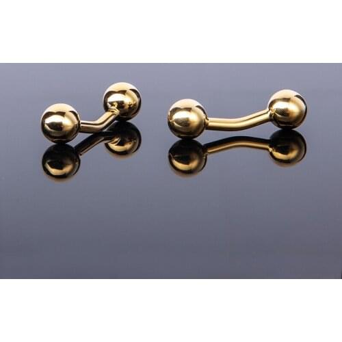 Luxury Silvery Plated Double Ball Cufflinks Fashion Gold Cuff Button For Mens French Shirt Suits Wedding Grooms Father Gift