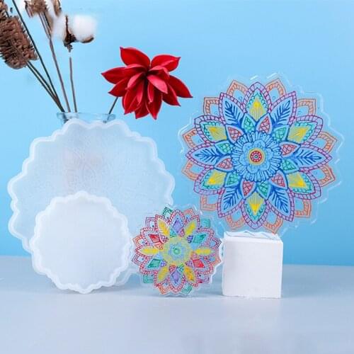 Sunflower Coaster Silicone Mold Transparent Coaster Tray Epoxy Mirror Crystal Resin Moulds DIY Craft Home Decoration