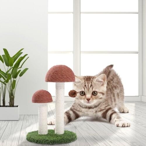 Cute Mushroom Shape Pet Cat Scratching Post Toys Climbing Grinding Frame Scratcher for Cat Resting Sleeping Kitten Training Toy