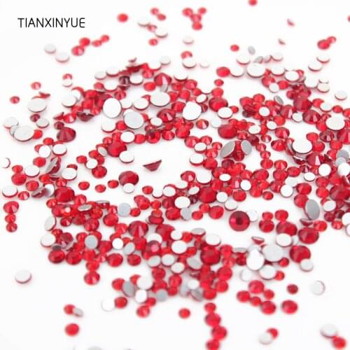 TIANXINYUE ss3-16 Mix Sizes 1330pcs Light Siam Crystal color 3D nail Rhinestones Non Hotfix FlatBack glue on Fabric rhinestone