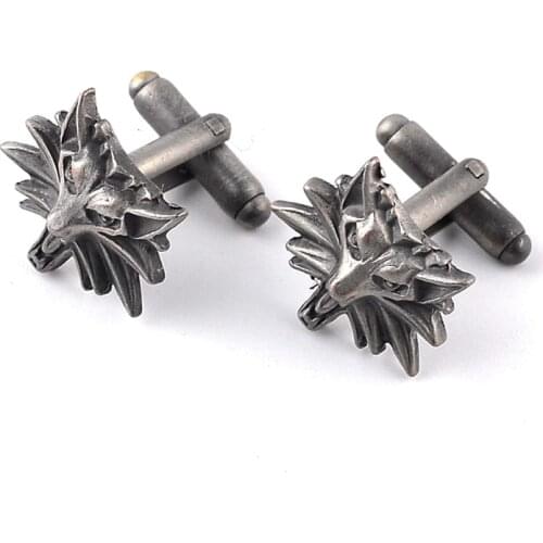 Wizard 3 Wild Hunt Game pendant Cufflinks Movie Jewelry Wolf Cufflink For Men Fans