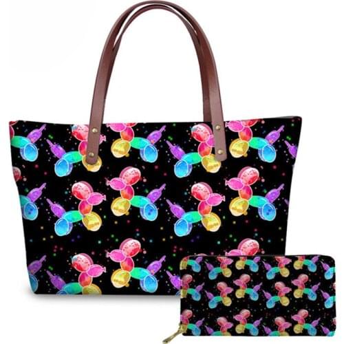 NOISYDESIGNS Women Handbags Balloon Dogs Printed Top-handle Bags Leather Purse for Girls Casual Shoulder Bag Female Designer