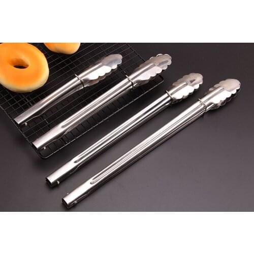 1PC Stainless Steel Tongs Bread Food Clip Barbecue Tong Pizza Bread Steak Clip Home Kitchen Utensils Accessories PM 010