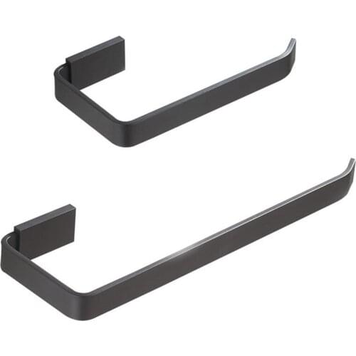 2pcs/Set Bathroom Shelf Square Flat Tube Brass Black Bbathroom Toilet Paper Holder and Towel Rack