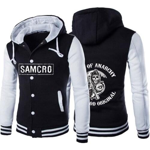 5 Color Mens Sons Of Anarchy Print SOA Harajuku Jackets Sports College Male Cotton Hoodies Mans SAMCRO Coats Warm Sweatshirts