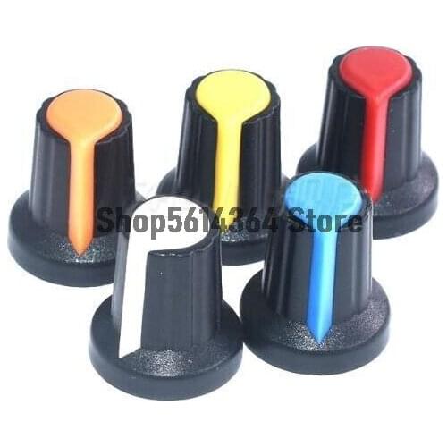 6mm Hole Dia Shaft Potentiometer Control Rotary Knob Cap Yellow Blue 15X17mm 10Pcs AG2