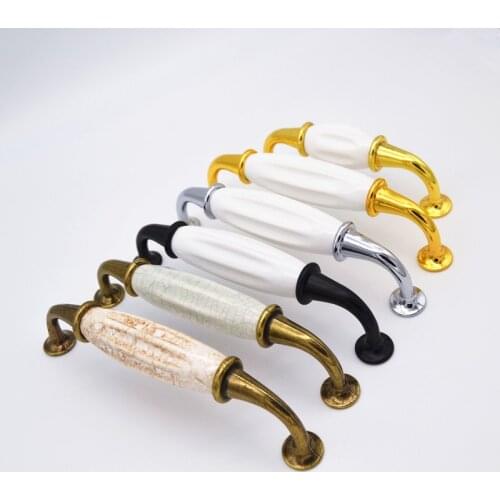 White Ceramic Furniture Handles Drawer Pulls Closet Handle Kitchen Cabinet Handles Gold