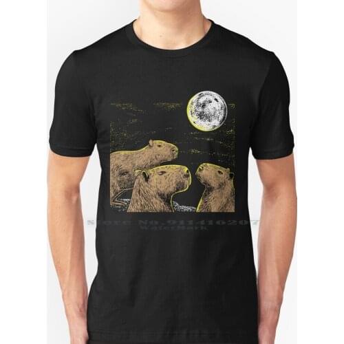 Three Moon Capybaras Shirt Sloth , Ferret Lovers T Shirt 100% Pure Cotton Animal Animals Buddies Chill Sloth Capybaras Ferret