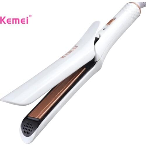 Kemei New Fast Heating Flat Iron Women Electric Straightening Iron For Hair Curling Irons 220V Hair Straightener EU Plug