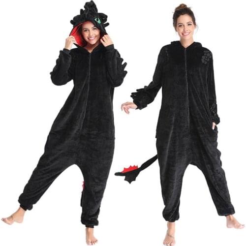 Кигуруми How to train your dragon onesies women men cute animal anime toothless pyjamas winter flannel warm sleepwear pajamas