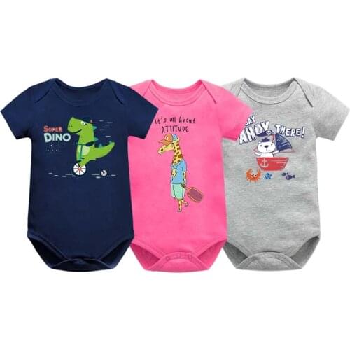 Newborn Bodysuit Baby Babies Bebes Clothes Short Sleeve Cotton Printing Infant Clothing 1pcs 0-24 Months