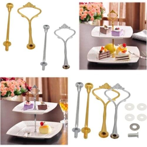 Crown 2 Tier Cake Cupcake Plate Stand Handle Hardware Fitting Holder Moules A Gateau Pastry Tools Cake Stencil Set -25