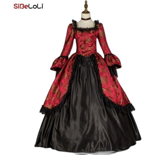 Renaissance Baroque Marie Antoinette Antique Floral Brocade Princess Gothic Victorian Fantasy Dress Theater Halloween Costume