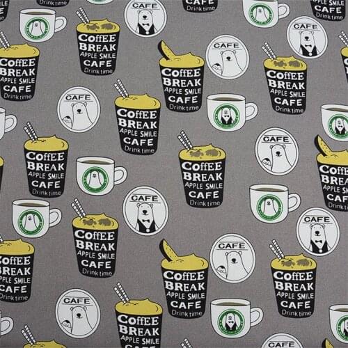 Beautiful Thick Canvas Cotton Fabric FOR Shipping Bag Coffee Cup Bread Printed Canvas Cloth Sewing Material Diy Sofa/Pillow