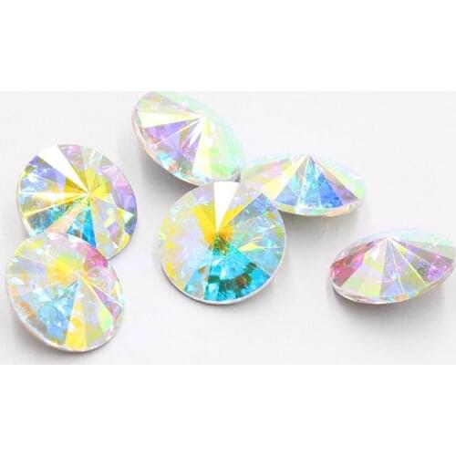 Crystal AB K9 pointback round rhinestone appliques shining black stones for craft Nails or DIY clothing wedding dress decoration