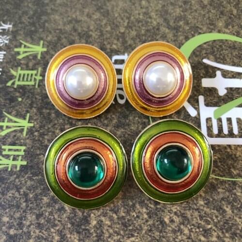 Rainbow Color Enamel Round Sweet Stud Earring