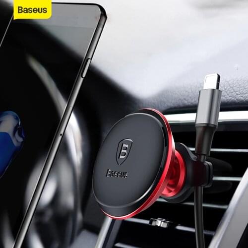 Baseus Magnetic Car Phone Holder For iPhone For Huawei Cable Clip Organizer 360 Rotation Air Vent Mount Mobile Phone Holder Stan