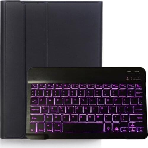 Matepad T8 Keyboard Cover Magnet PU Leather Case with 7 Colors Backlit Keyboard for Huawei Mediapad M5 Lite 8.0