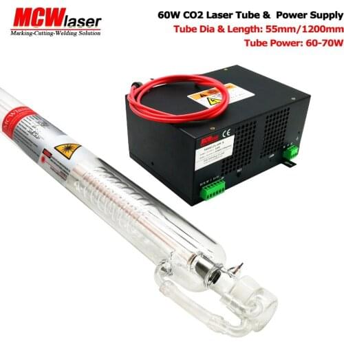 MCWlaser 60W CO2 Laser Tube 120cm & Power Supply 110V Air Express & Insurance