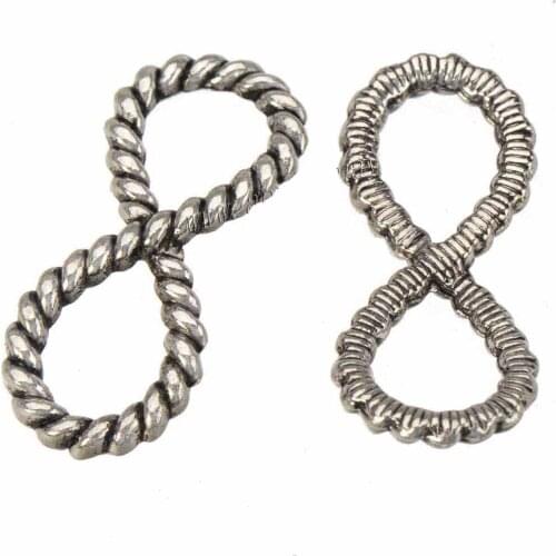 Fashion Connectors Cords Bangles Parts DIY Crosses Curve Infinite Weave Design Silver Metal Jewelery Accessories 29*12mm 30pcs