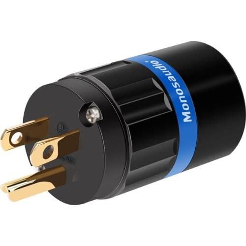 Monosaudio M104G/F104G Copper US Power Plug Pure Copper 24k Gold Plated Audio Power Connector IEC Plug DIY Power Cord Cable