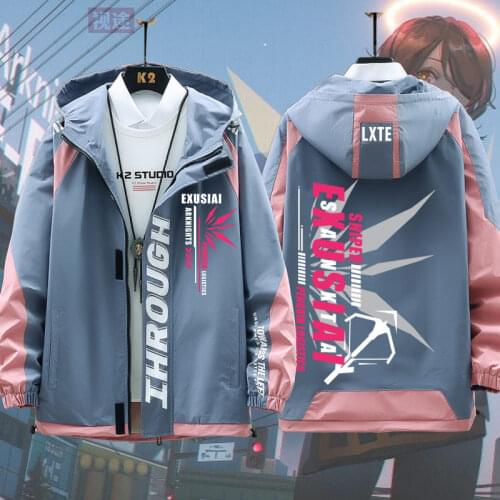 Casual Jacket Men Fashion Anime Jacket Coat Arknights Pocket Button Bomber Male Jackets Military Chaqueta Hombre