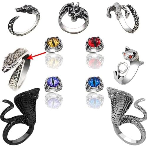 Punk Style Retro Mens Ring Personality Animal Cat Footprints Elk Party Ring Hip Hop Men And Women Can Adjust Daily Jewelry Gift