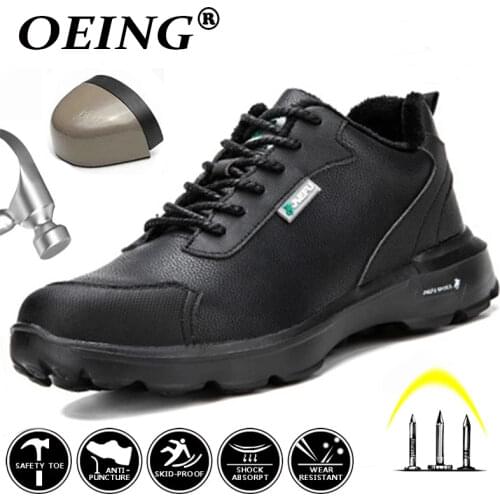 2020 New Steel Toe Men Work Boots For Women Lightweight Plus Velvet Keep Warm Anti-Smashing Non-Slip Protective Safety Shoes