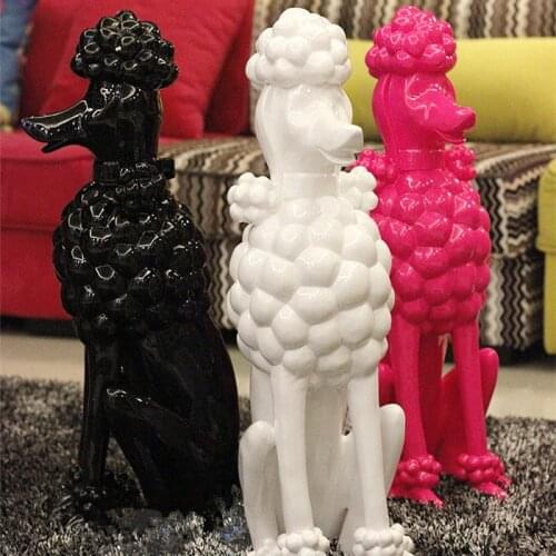 New Highlight Tricolor Resin Poodle European Modern High-end Club Home Fashion AccessoriesRresin Ornaments, Best Gift