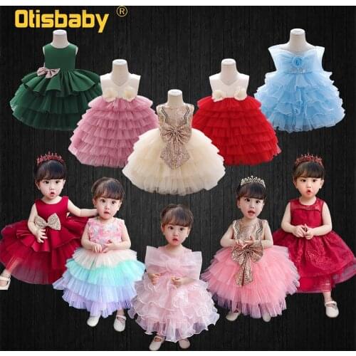 Newborn Christening Dress 1 2 3 4 5 Years Baby Girls Wedding Party Lace Embroidered Flower Dresses Flower Girl Bridesmaid Gown