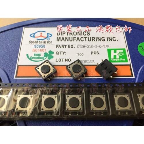 Original new 100% DTSM-21K-S-Q-T/R touch switch 12*12*4.3 key switch