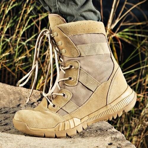 Autumn High-top Ultra-light Combat Boots Mens Outdoors Climbing Trekking Training Sports Special Forces Military Tactical Shoes