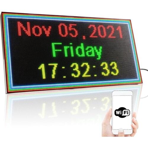 P3 Led Panel Sign WiFi Programmable 64*128 RGB, High-Resolution Bright Message Display Board Sign with SMD for Advertising/Live