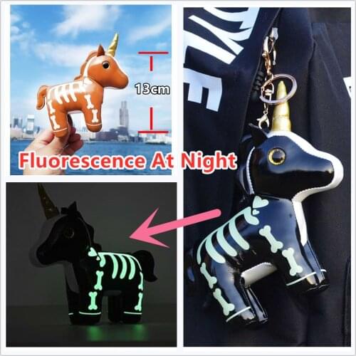 Plush Keychain Unicorn Toys Backpack Bag Keychain Fabric Keychain Gifts Light at Night Animal Dinosaur PU Leather Gifts