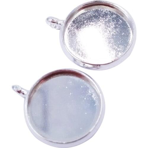 Silver Plated 1000piece 10mm 12mm 14mm 16mm 18mm 20mm 25mm Round Bezel Setting Blank Pendant Trays Charms Wholesale PT25