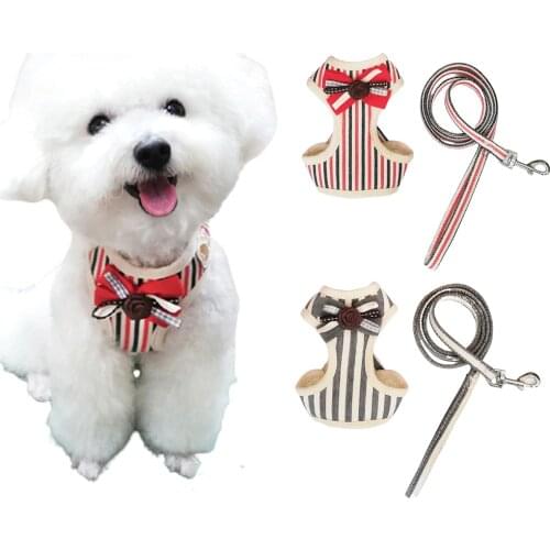 Adjustable Small Dog Harness Vest Puppy Kitten Collars Breathable Mesh Pet Cat Harnesses Leash Set Chihuahua Bichon Pet Supplies