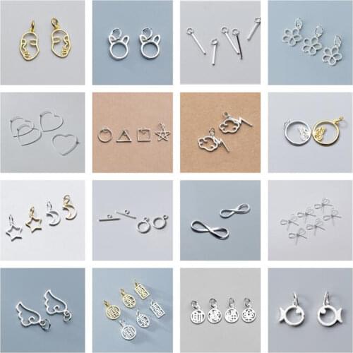 MEETSOFT Romantic 925 Sterling Silver Thin Hollow Dangle Charms DIY Handmade Jewelry High Quality Deocration Accessory Gift