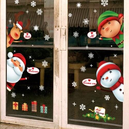 2021 Christmas Wall Stcikers New Year Window Decoration Santa Claus Home Decor PVC Vinyl Wall Decals Fashion House Decoration