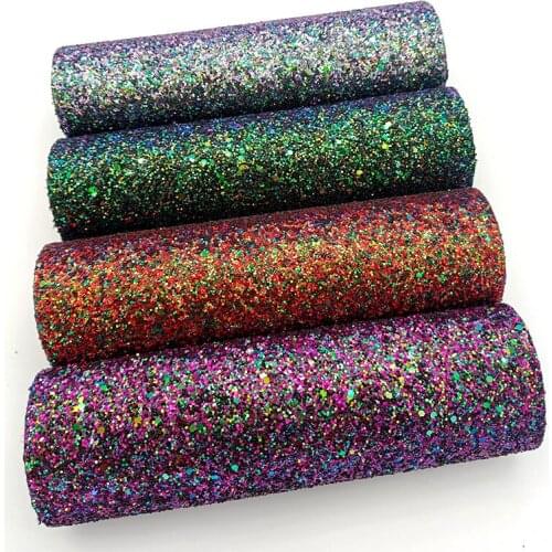 135x30cm Multicolored Colorful Chunky Glitter Faux Leather Fabric By Yard Twill Backing for Making Shoes/Bags/DIY Accessories
