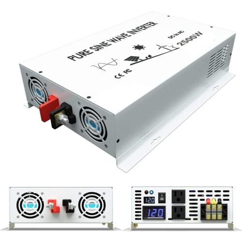 Pure Sine Wave Solar Inverter 2500W Power Generator Inverter Battery Transformer 12V/24V/48V DC to 120V/220V/240V AC Converter