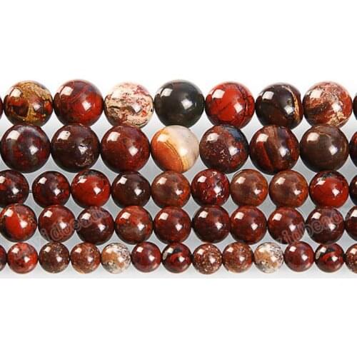 Fctory Price Natural Stone Red Brecciated Jaspers Round Beads 16" Strand 6 8 10 12MM Pick Size For Jewelry Making diy